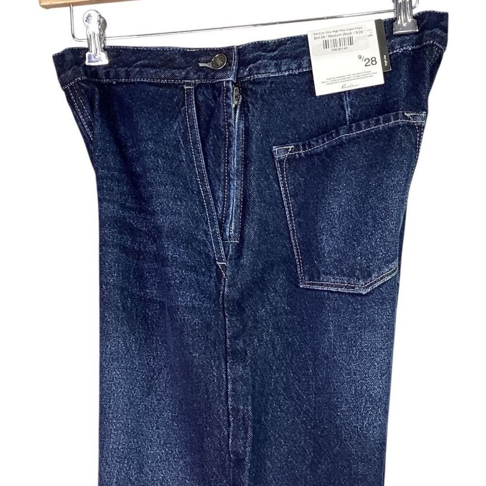 KanCan Jeans Women 9 28 Blue Cotton Ultra High Rise Super Flare Side Zip NEW - Picture 9 of 12